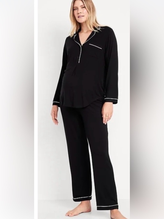 Old Navy Other - Old Navy Black Maternity Pajama Set with Contrast Piping